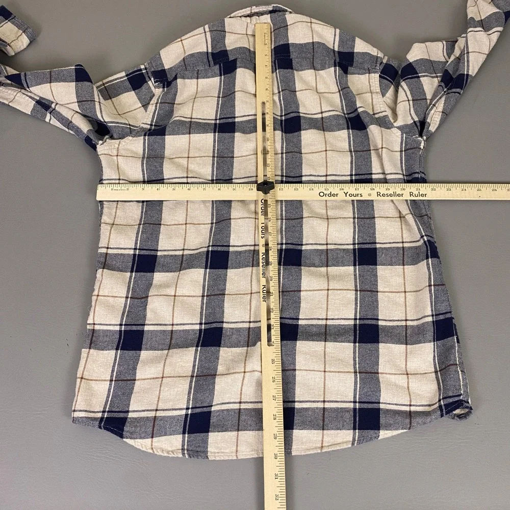 Sonoma Goods For Life Flannel Mens Large Tall Blue Cream Plaid Button Down Shirt
